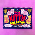 Cat-themed illustrated wall calendar for 2024 or 2025 year planning