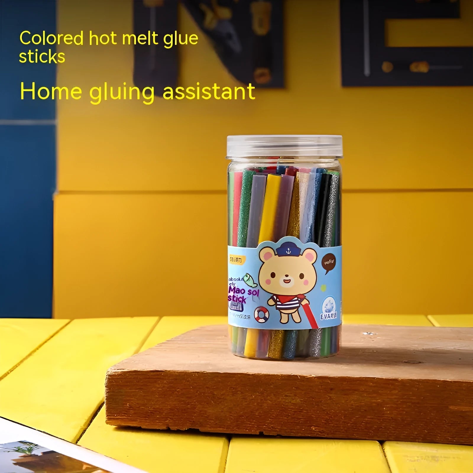 A pack of 55 clear hot melt glue sticks with a diameter of 7mm.