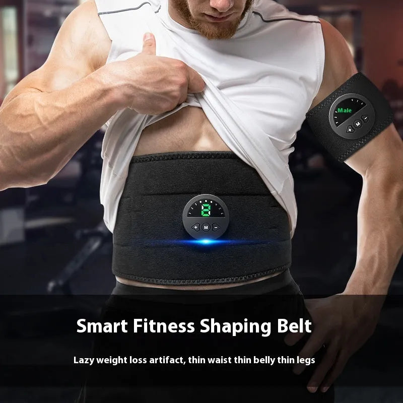 Digital display sweat fitness belt for abdominal workouts measuring 120cm x 17.7cm