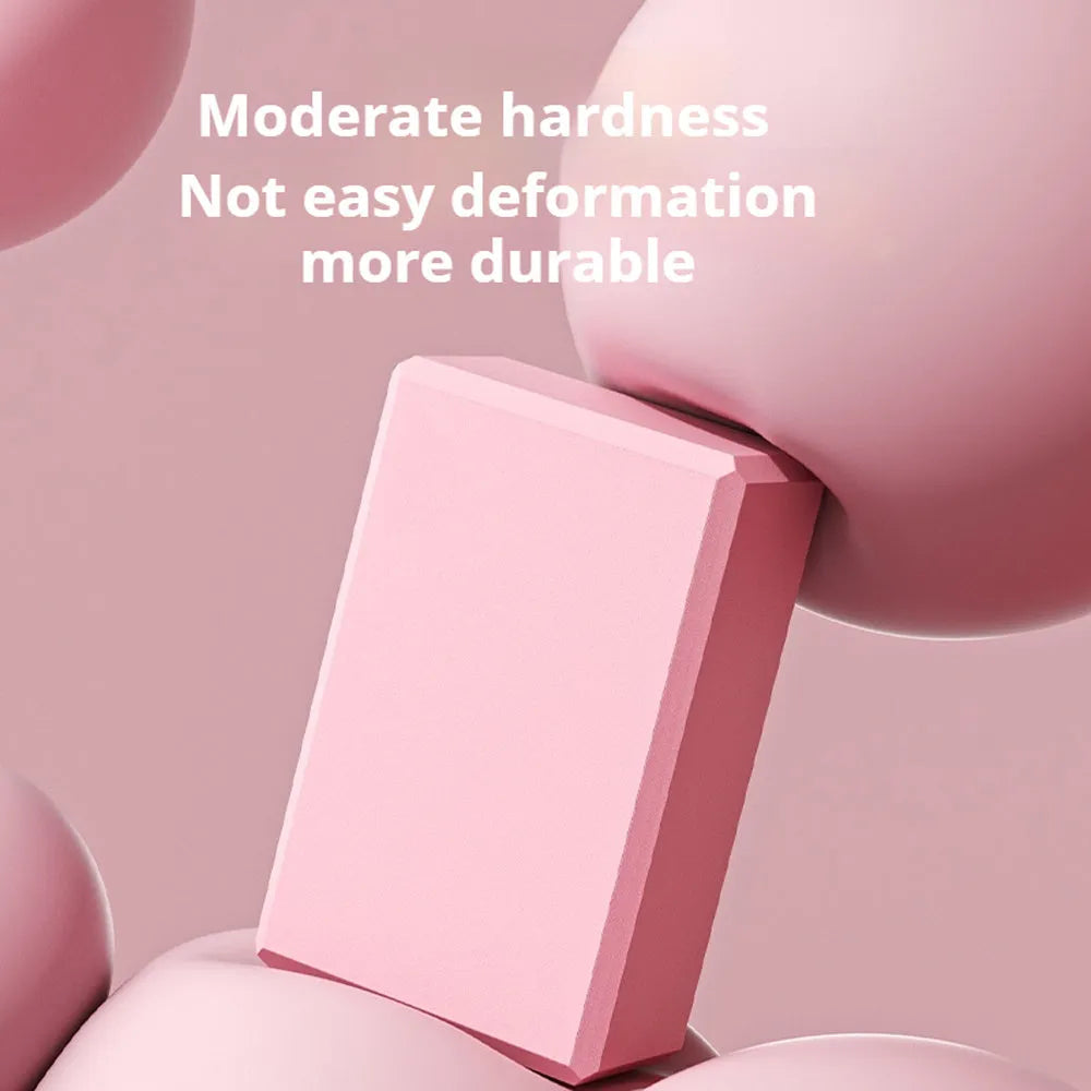 Solid colour EVA foam yoga block with grip ridges for exercise support