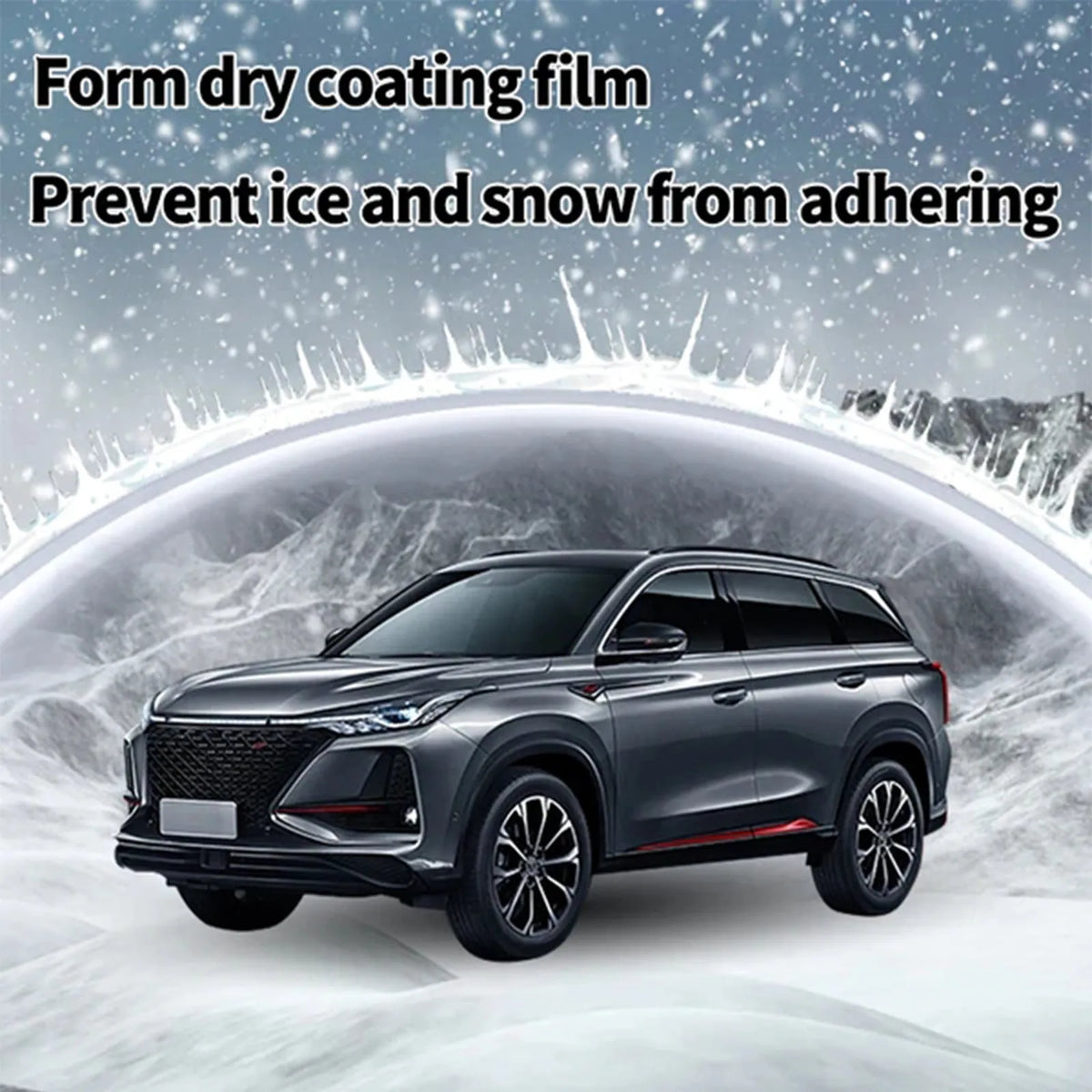 Car snow brush with hydrophobic nano coating, white PE brush measuring 5x9x14 cm.
