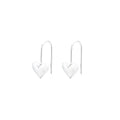 Silver heart-shaped earrings with glossy finish and ear hook fitting