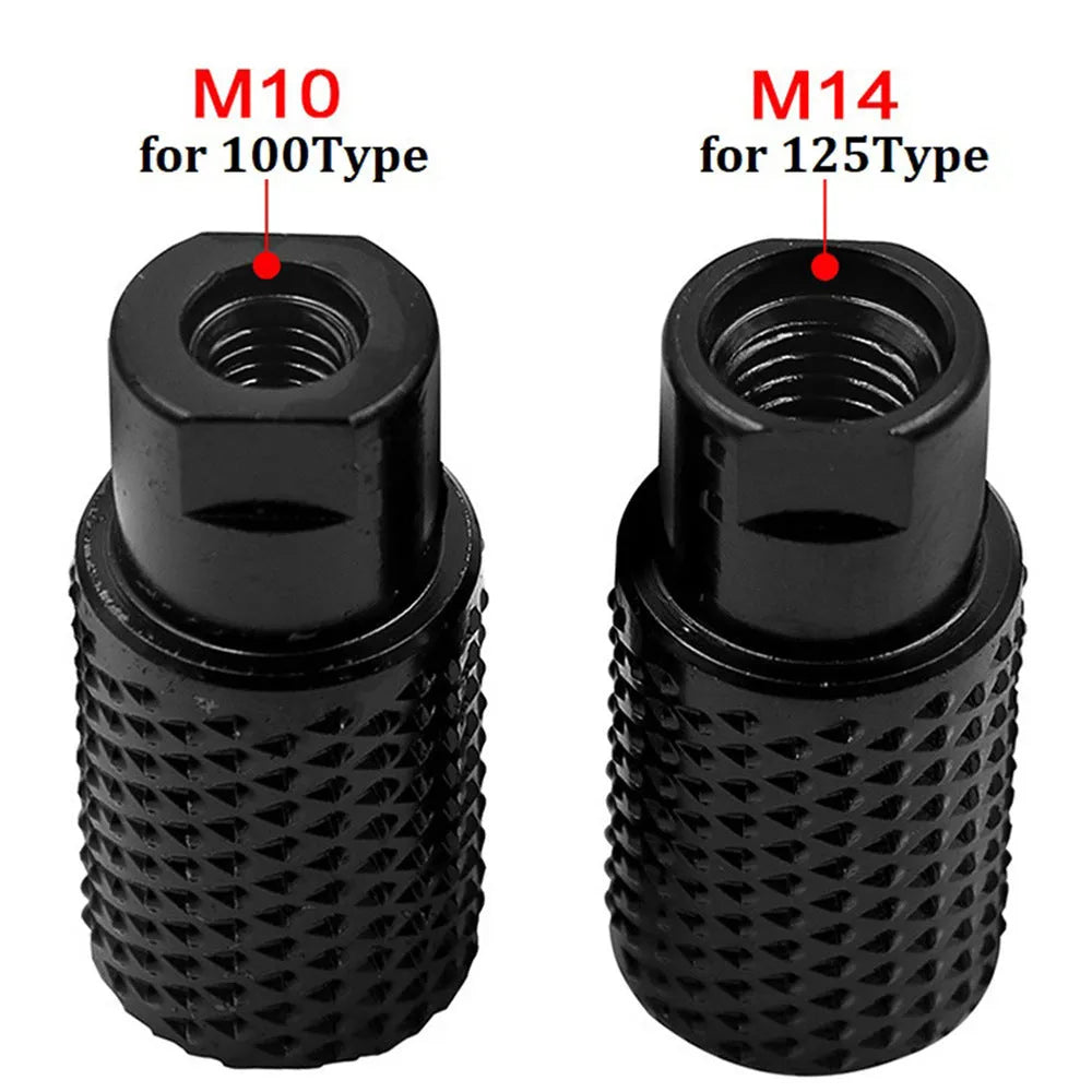 Spherical grinding head attachment for angle grinder with M10 and M14 thread specifications