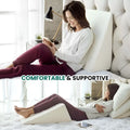 White triangle memory foam wedge cushion measuring 40x20x20cm on a neutral background