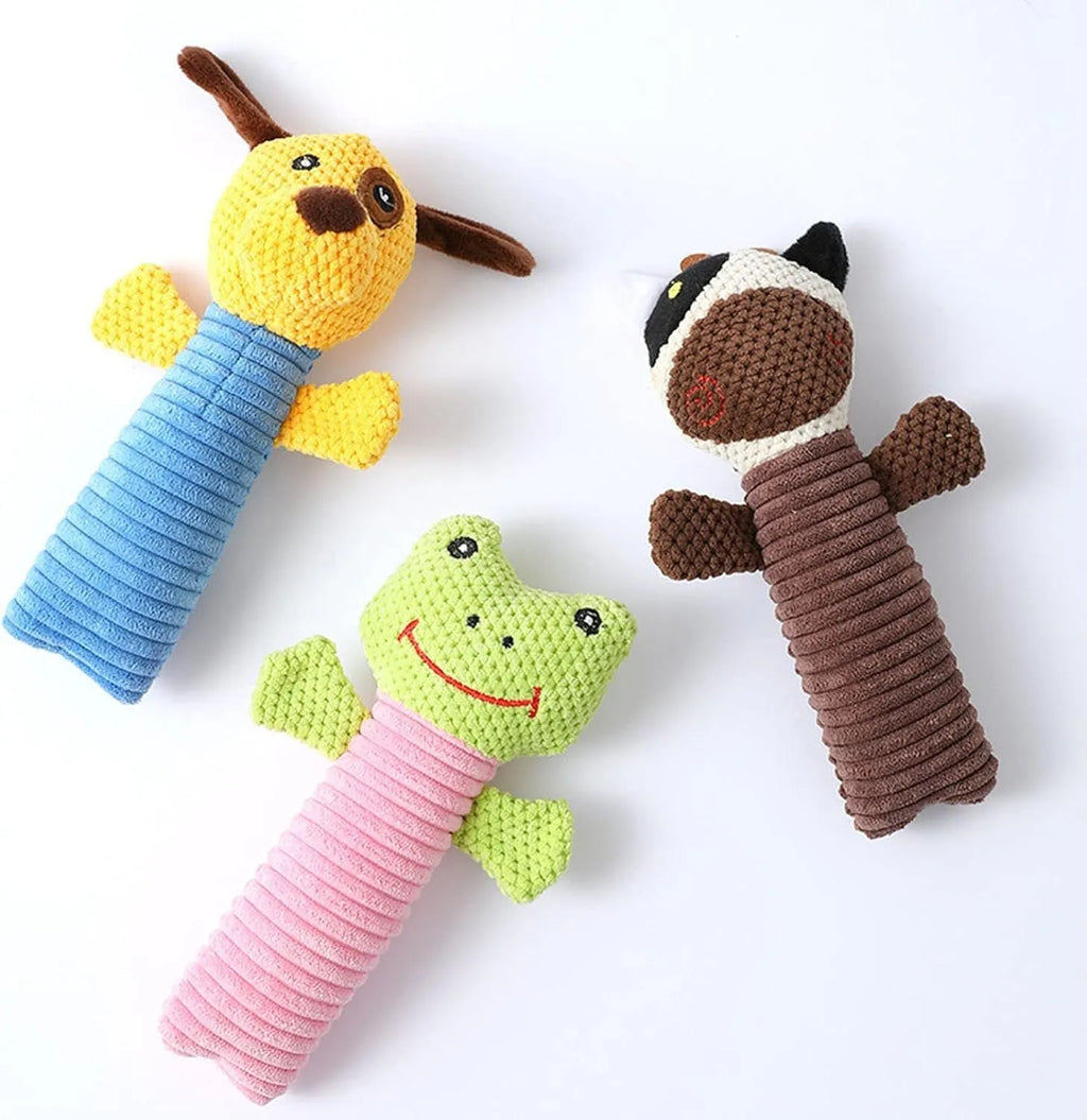 19cm squeaky stuffed dog chew toy in animal shapes for small medium large breeds