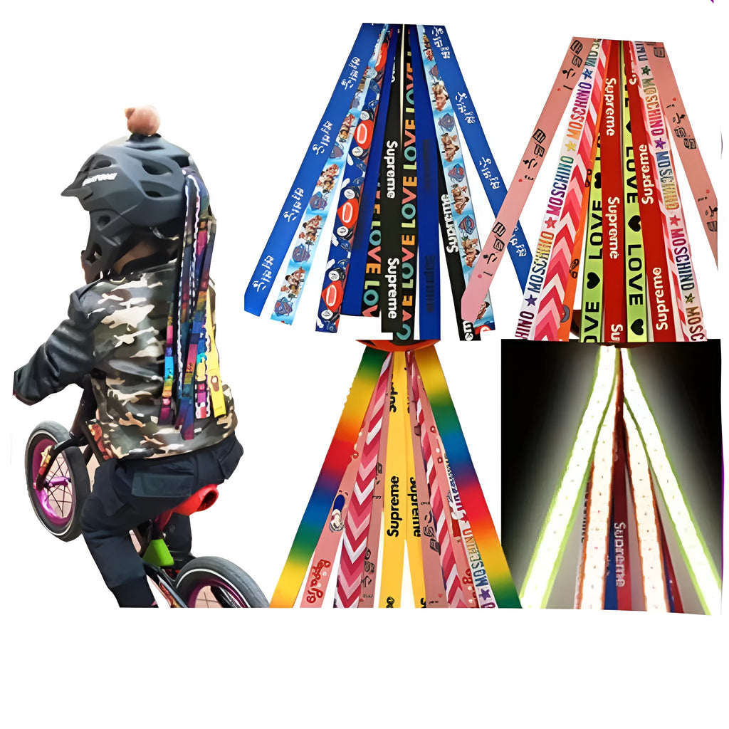 Children's helmet decorative streamer ribbons in multiple colours for roller skating and ski helmets