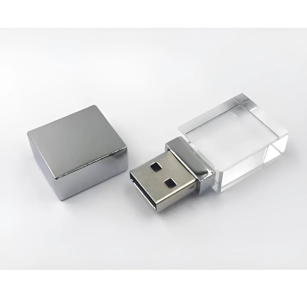 DIY luminous crystal car-shaped USB 2.0 flash drive with metal shell in multiple capacities