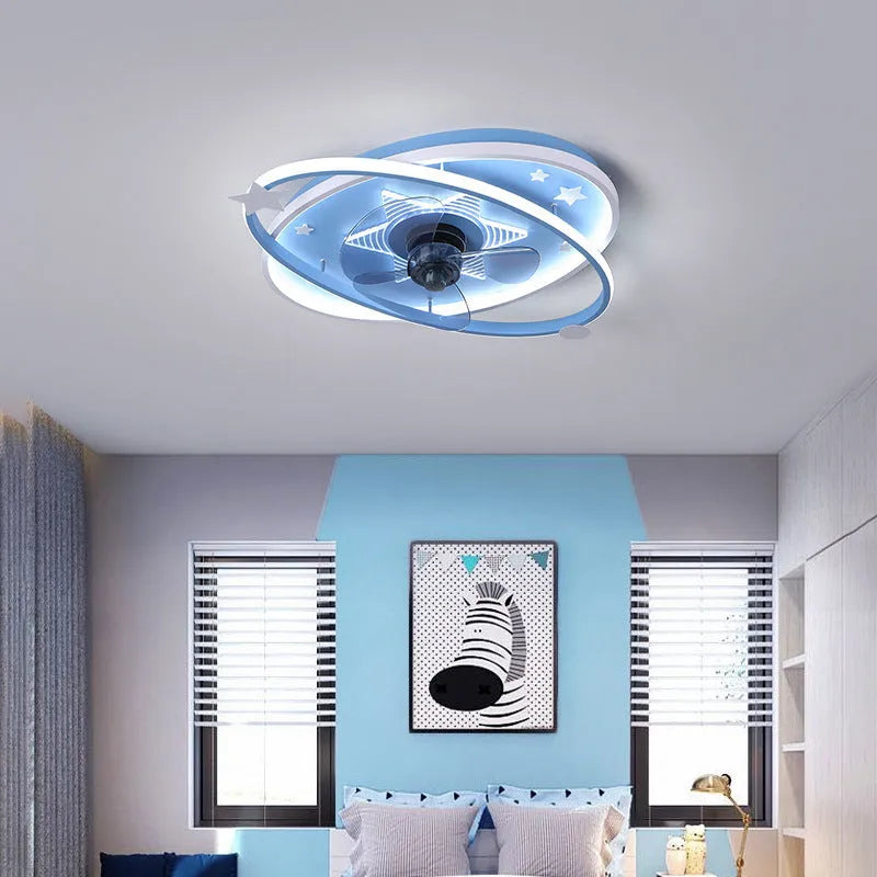 Modern simple children's bedroom chandelier with iron construction and acrylic shade