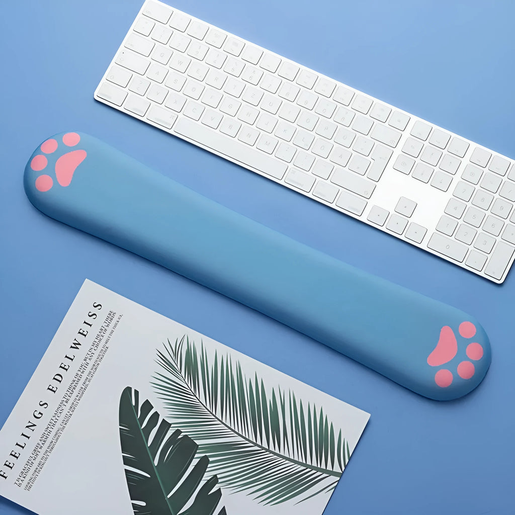 Cat's claw memory foam keyboard hand support wrist pad with non-slip base in blue colour
