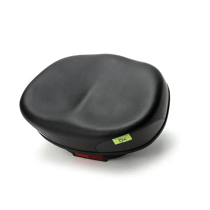 Large 210x270mm mountain bike saddle with thickened rubber ball cushioning in red colour with reflective sticker