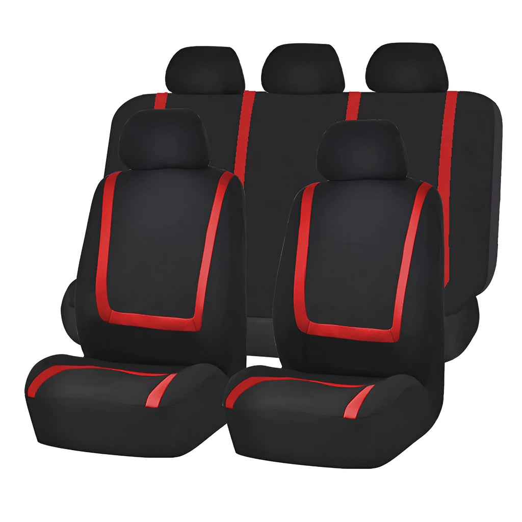 Fully enclosed universal car seat cover set in a two-tone colour combination showing front and rear seat components.