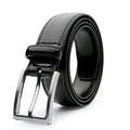 Men's genuine leather casual belt with alloy buckle in 95 grain black, brown, or yellow brown.