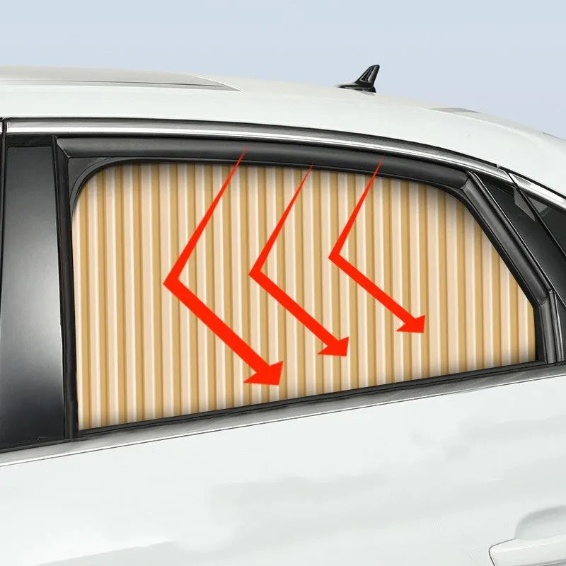 Auto retractable car sunshade sunscreen with roller shutter mechanism in thick opaque cloth material