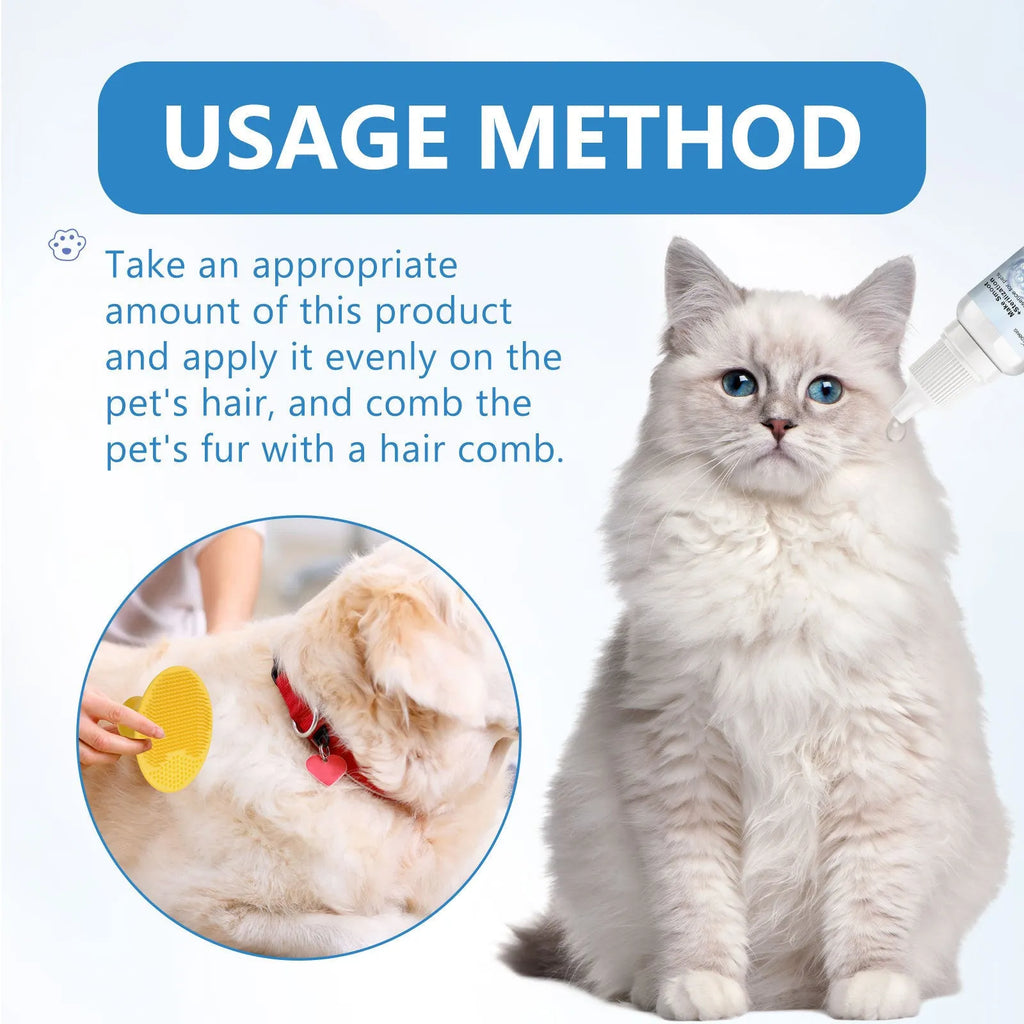 20ml wash-free pet essence bottle for dogs and cats with plastic brush and Green or Yellow set option