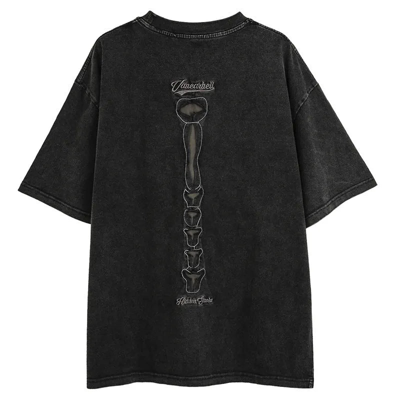 Skull pattern printed cotton t-shirt in loose fit with drop shoulder sleeves