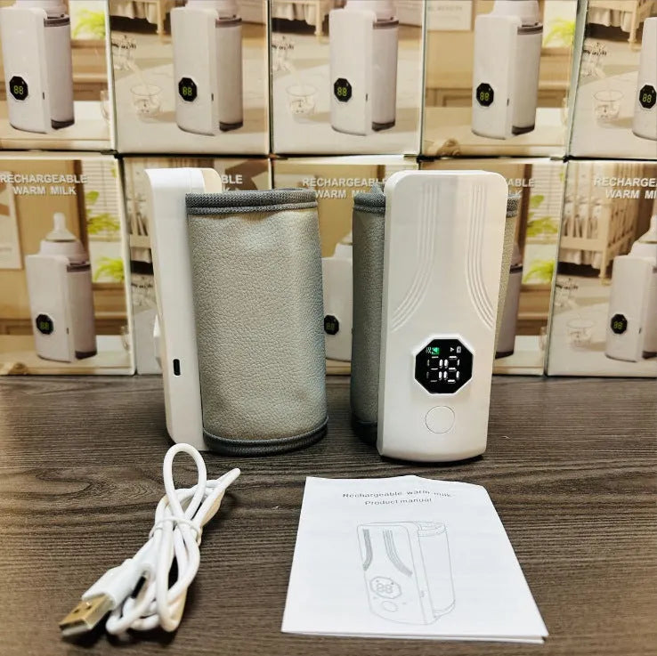 Grey and white car USB electric milk warmer for baby bottles