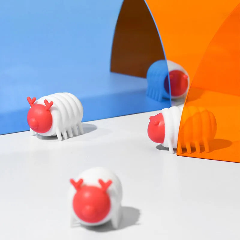 White interactive electric cat toy, silicone and PP, USB Type-C rechargeable, 47 x 29 x 27 cm