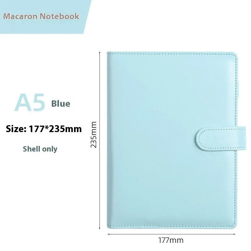 A5 PU leather zipper notebook shell in a solid colour, shown closed, with dimensions 235mm by 177mm.