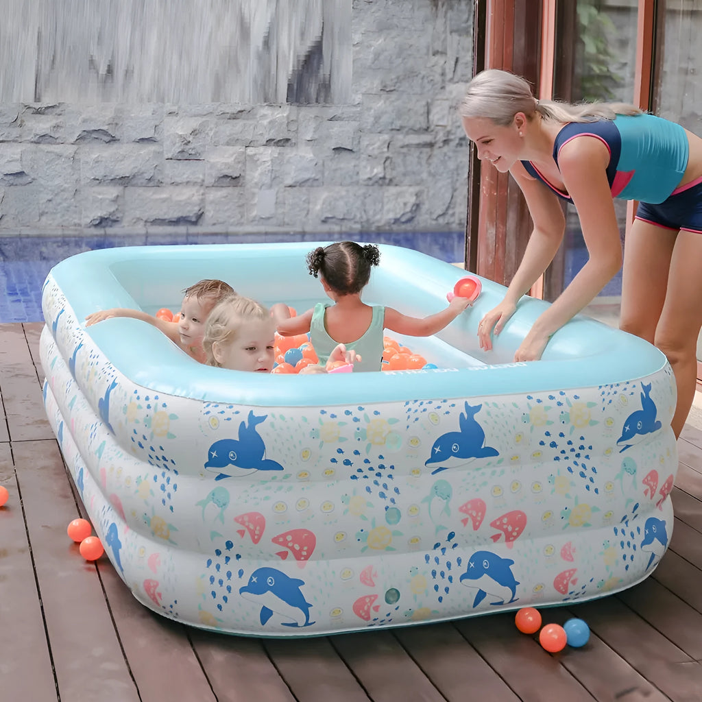 Children's inflatable PVC pool in bright colours, smooth surface, available in sizes from 110cm to 210cm