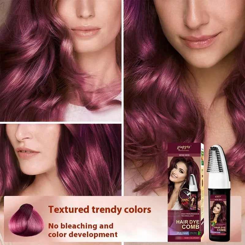 Easy Coloring Comb hair dye bottle with comb applicator in Brown, Dark Brown, and Wine Red 200ml options.