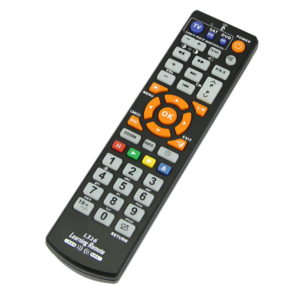 L336 black learning remote control with full key programming and 8 metre range