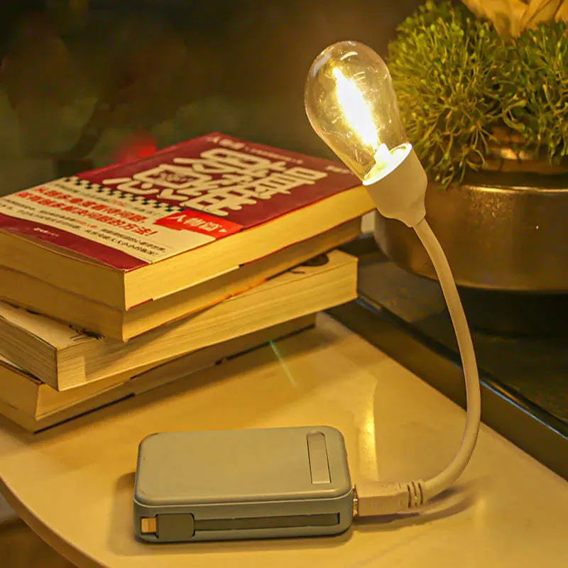 USB rechargeable folding night light with S14 tungsten filament LED bulb