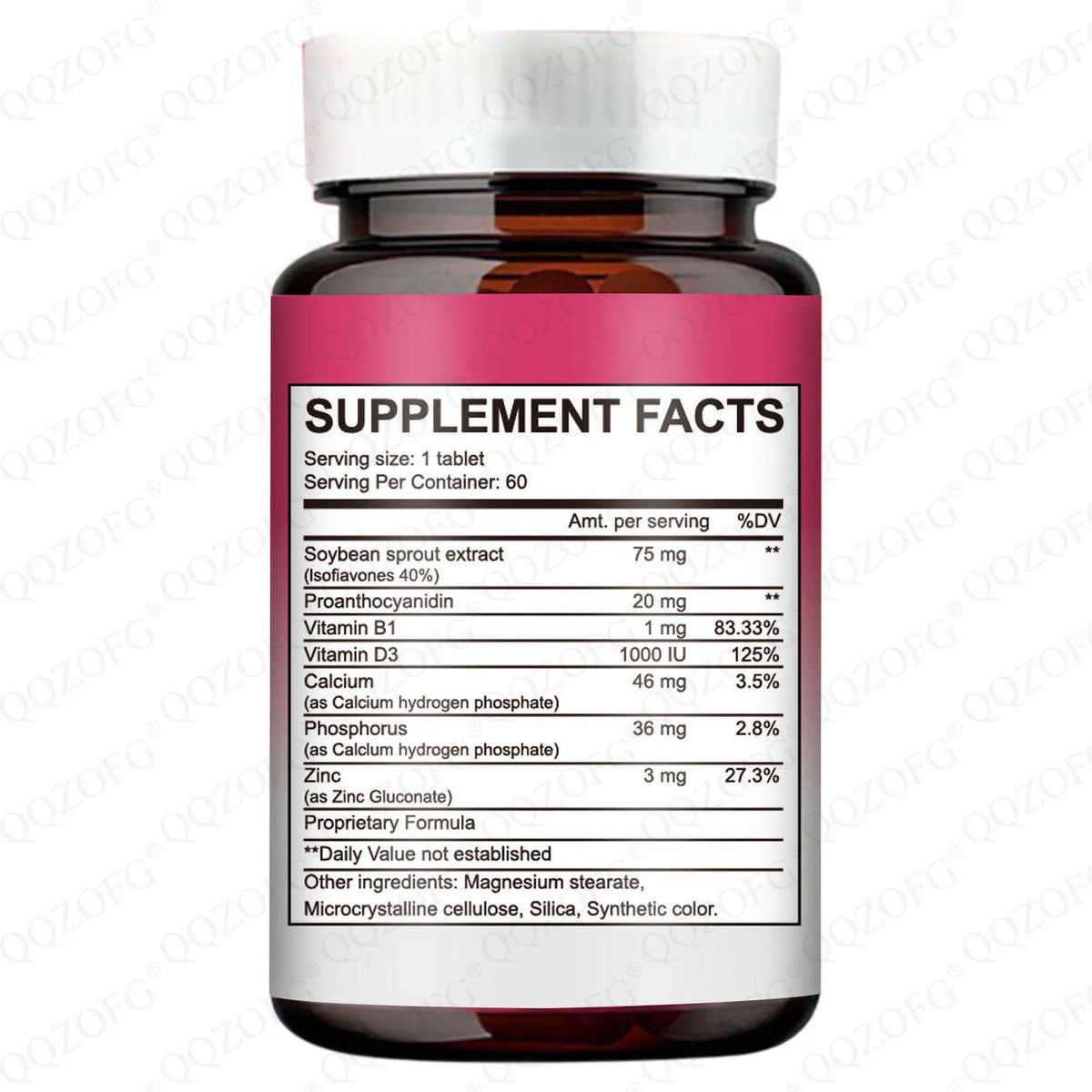 Berry Harmony Tablet bottle with 60 berry-flavoured tablets for hormonal balance, vitamins, calcium, and daily adult support