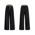 Straight-leg suit pants with button detail on leg in black or grey colour