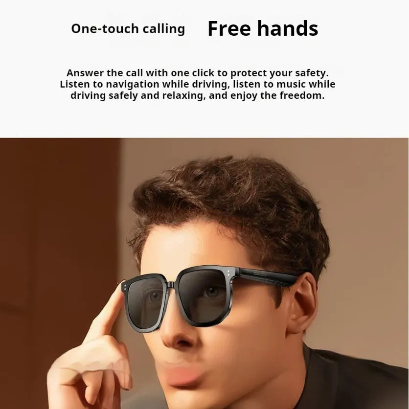 Black AI Smart Glasses with Bluetooth audio and UV protection lenses