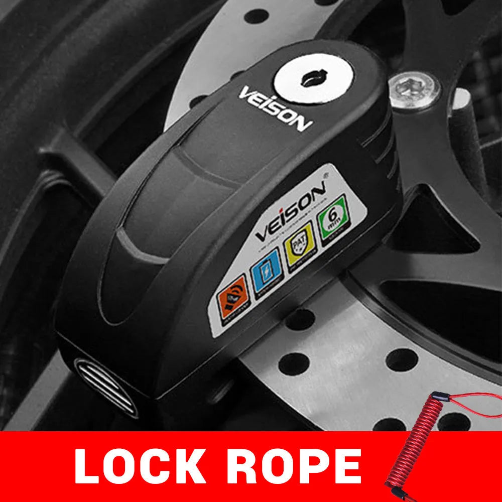 Alloy waterproof disc brake alarm lock for bicycle motorcycle electric car with 3 keys and AG13 batteries