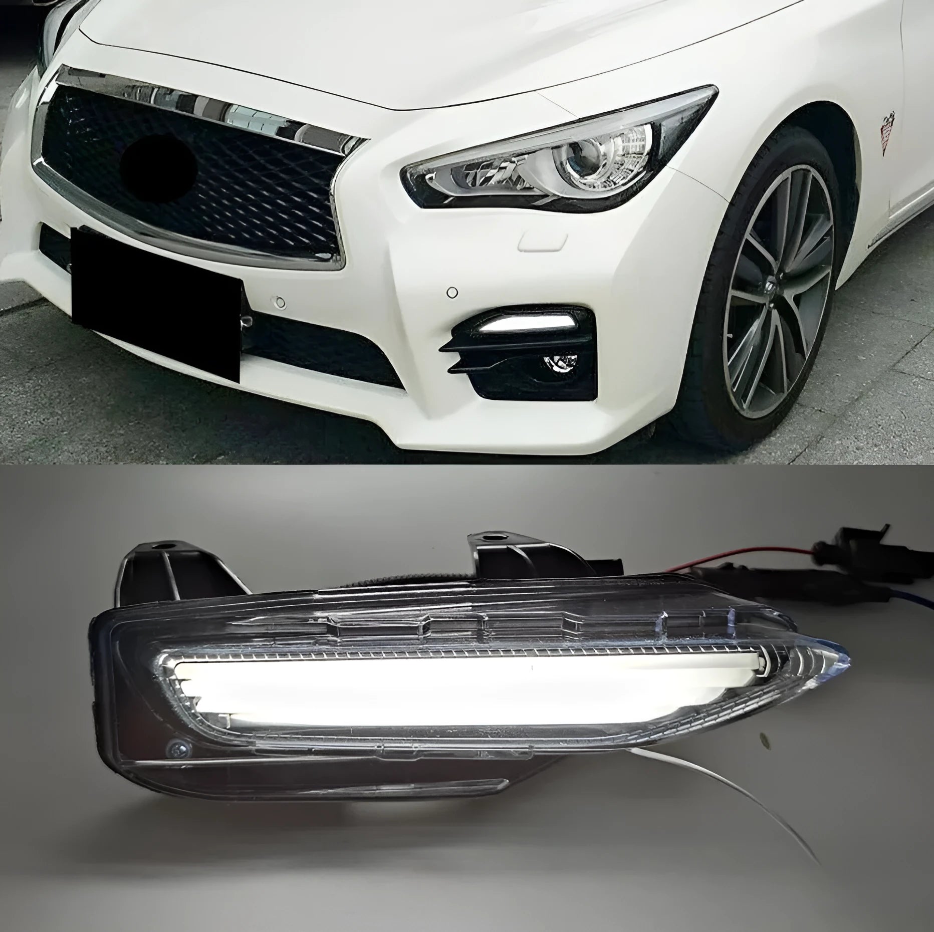 Infiniti Q50 Q50L Q70 front bumper LED daytime running and turn signal light replacement unit