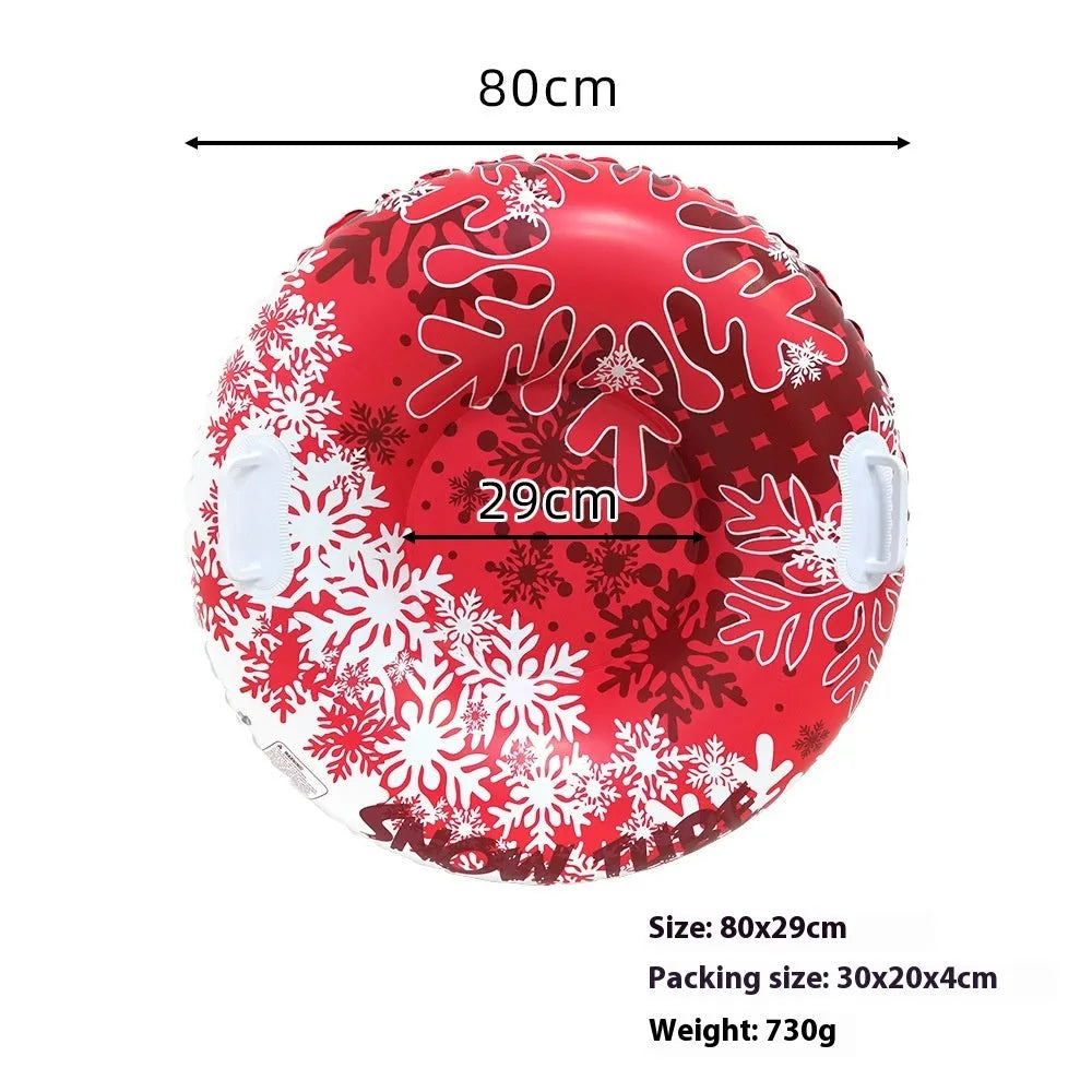 Children's PVC plastic ski ring toy with winter sport prints for outdoor pretend play.