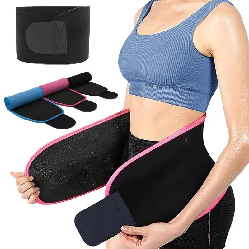 Neoprene lumbar support belt for sports and fitness activities in black, blue, or pink colours