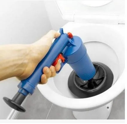 Air Power Drain Blaster Gun high-pressure plunger with four coloured adaptors for sinks and toilets