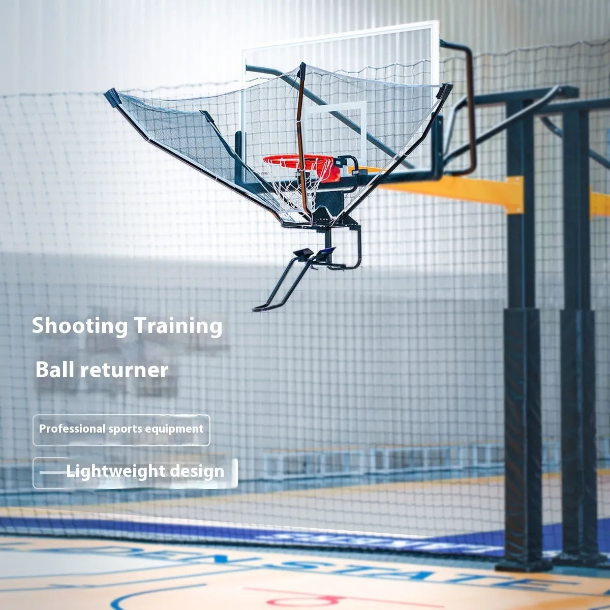 Basketball training ball return machine for automatic serve shooting practice with iron frame
