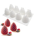 Silicone baking mould with pear, pineapple and pine cone cavities for Italian mousse desserts
