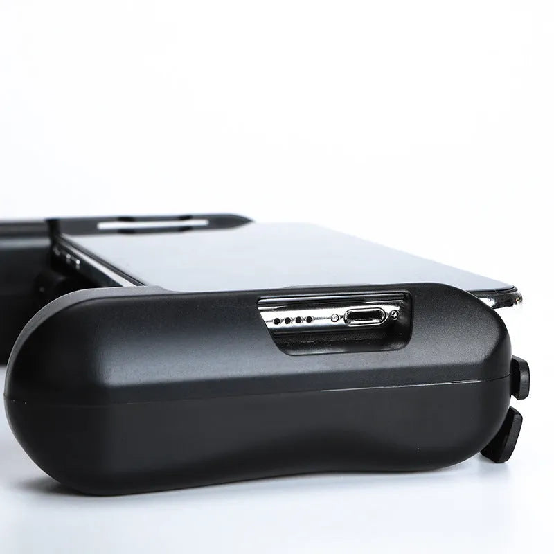 Black Bluetooth mobile game controller for Apple iPhone with cooling system