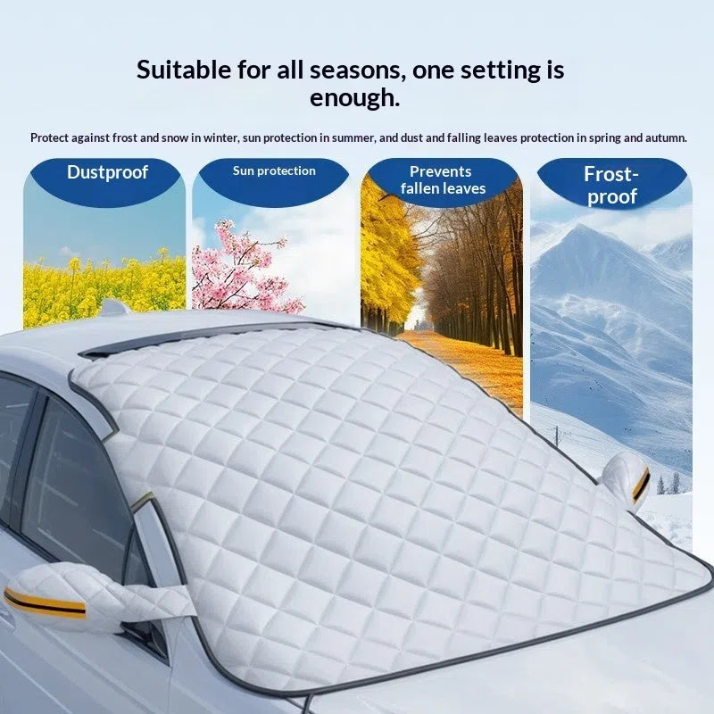 Thickened aluminium foil front windshield snow cover with magnetic attachment for SUV sedan universal fit