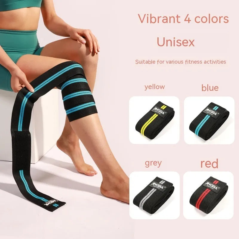 Adjustable knee pads for sports protection in blue, grey, red, yellow colours