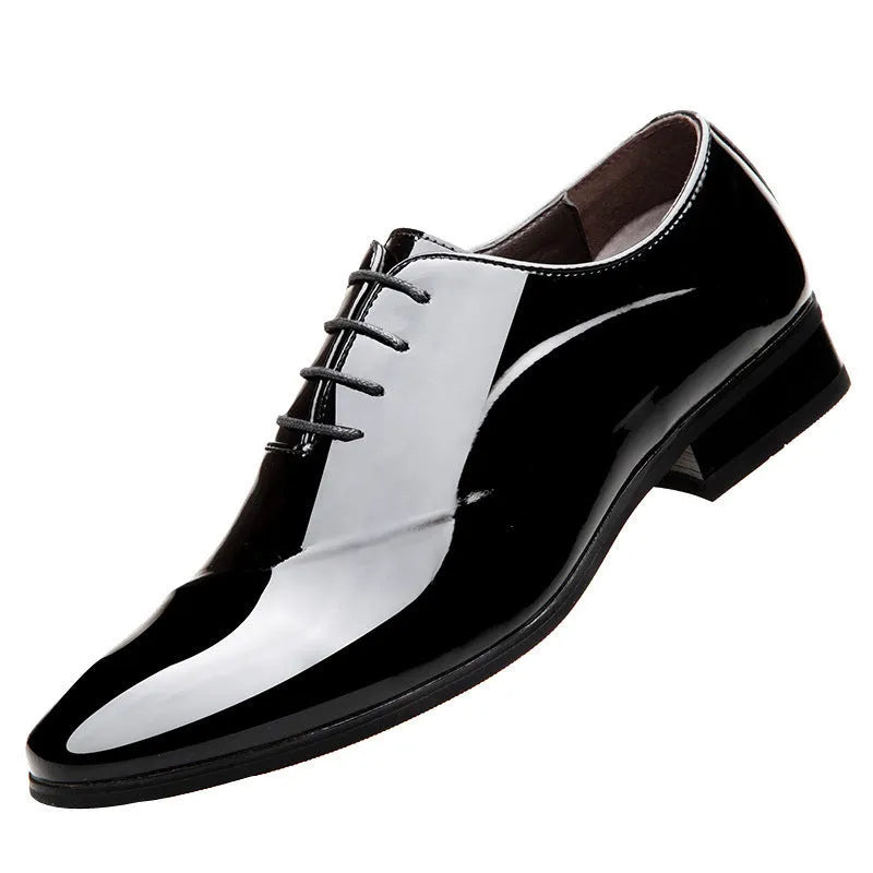 Men's black and brown business formal shoes with pointed toe shape