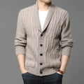 Men's Korean style jacquard patterned cardigan jacket in straight cut design