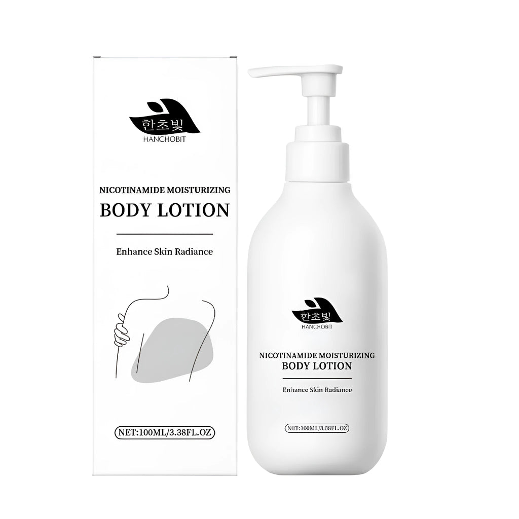100ml moisturizing body lotion bottle with glycerin, nicotinamide, hyaluronic acid, and aloe vera extract