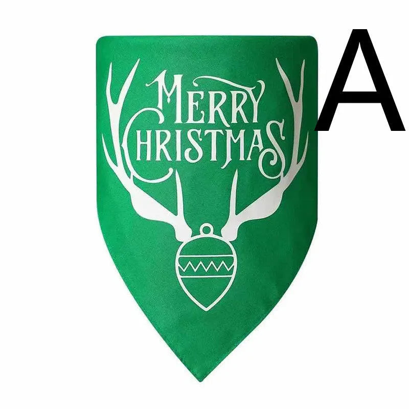 Christmas dog triangle bandana double-layer polyester red and green L size 70x48x48cm