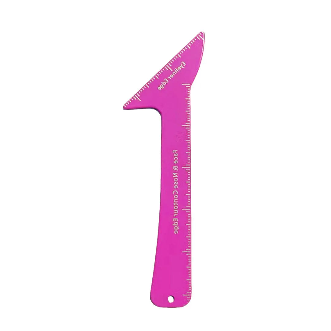 Reusable 3-in-1 makeup stencil tool for winged eyeliner, eyebrow shaping, and face contouring.