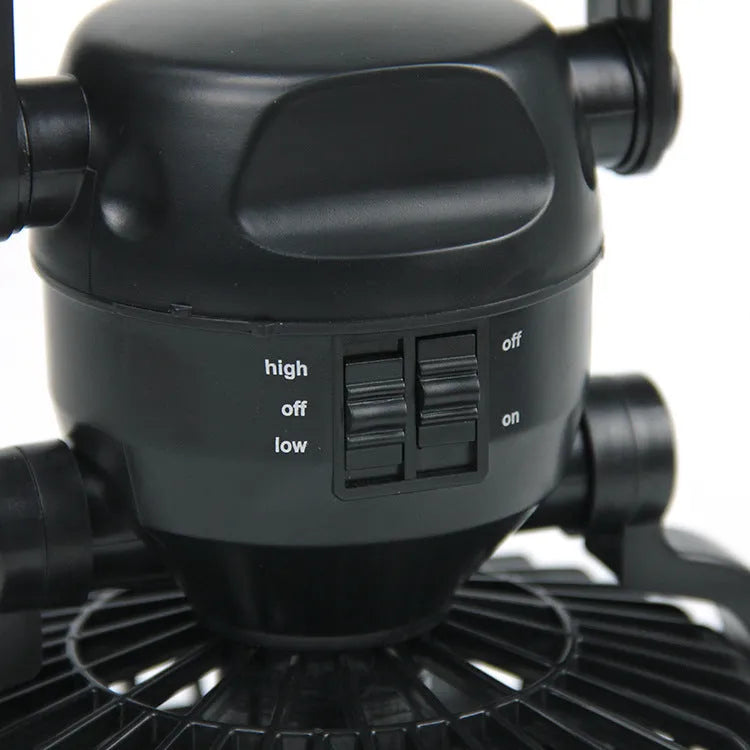 Black multifunctional 18LED camping fan light with dial switch, 167 x 184 mm ABS body
