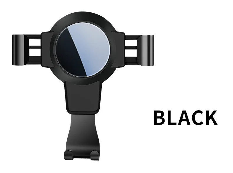 Black S4 gravity mirror ABS car air conditioning vent mobile phone bracket holding a smartphone.