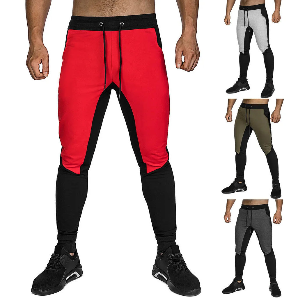 Men's straight-leg cotton sweatpants in grey, small-foot design, with tether waist closure