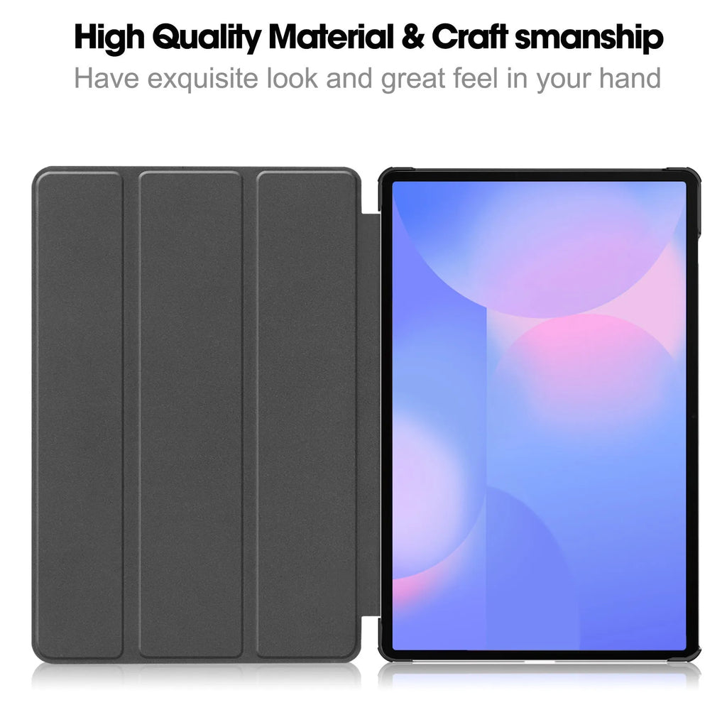 Samsung Galaxy Tab S10 FE Plus 13.1 inch leather protective case in tri-fold stand position