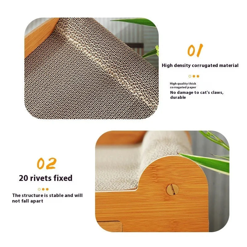 Double layer corrugated paper cat house with double ball double door design