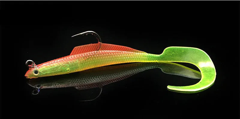 Creative simulation soft fishing lure 12cm with lead head and PVC body in pink colour option